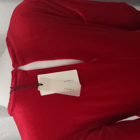 A Loves A RED VELVET Velour Dress Womens Long Sleeve Cocktail Party NEW Stretch - Picture 4 of 10